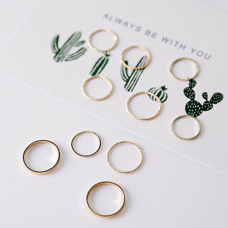 bộ 10 chiếc nhẫn đơn giản bộ nhẫn hàn quốc