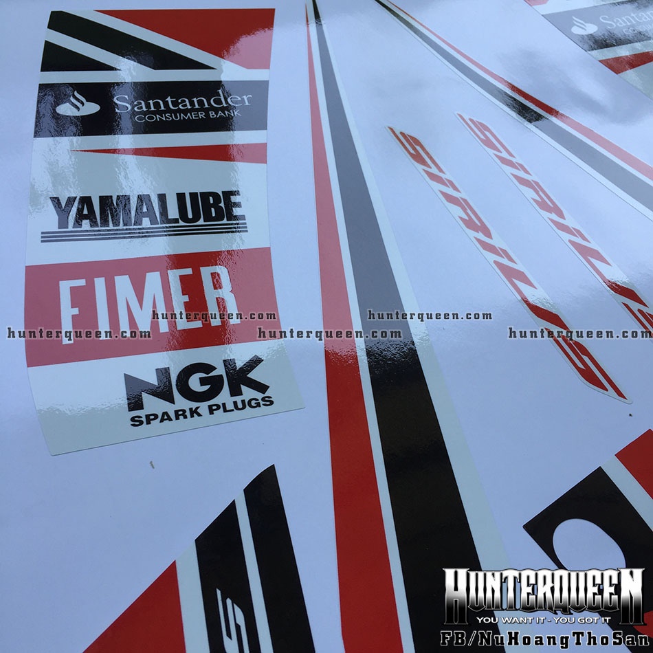 Tem rời Sirius - Santander trắng đỏ - Thiết kế theo yêu cầu, chỉnh sửa theo ý. Sắc nét, bền màu