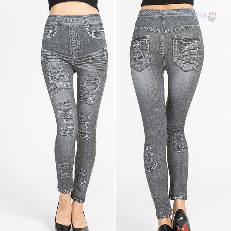 Quần Legging Giả Jean Co Dãn Tốt Dành Cho Nữ
