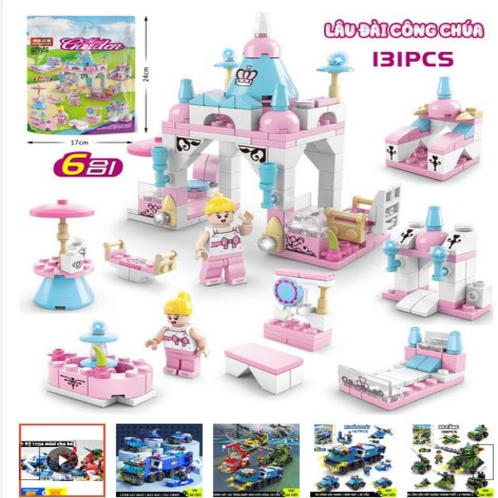 Bộ xếp hình lâu đài công chúa 6 in 1 cho bé 145 chi tiết