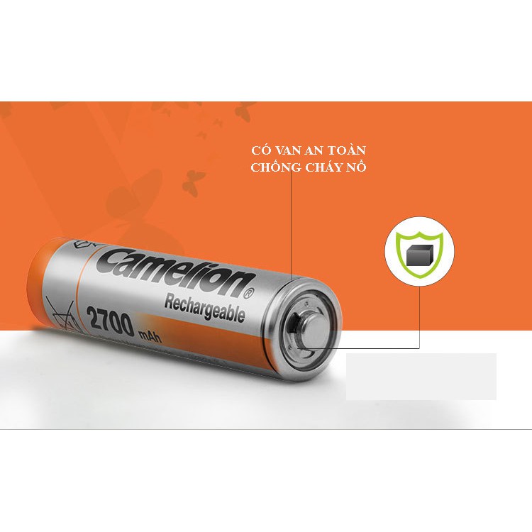 [Vỉ 04 viên] Pin sạc Camelion AA 2700mAh chính hãng