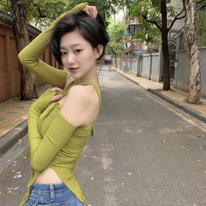 Áo thun dáng ôm dài tay phong cách Hàn Quốc thiết kế mới thời trang xuân hè quyến rũ cho nữ