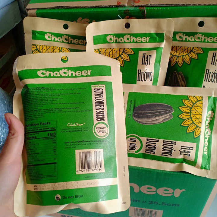 Combo 10 Gói hạt Hướng Dương Chacheer 130g vị dừa/Ngũ Vị/ Nguyên Vị date mới