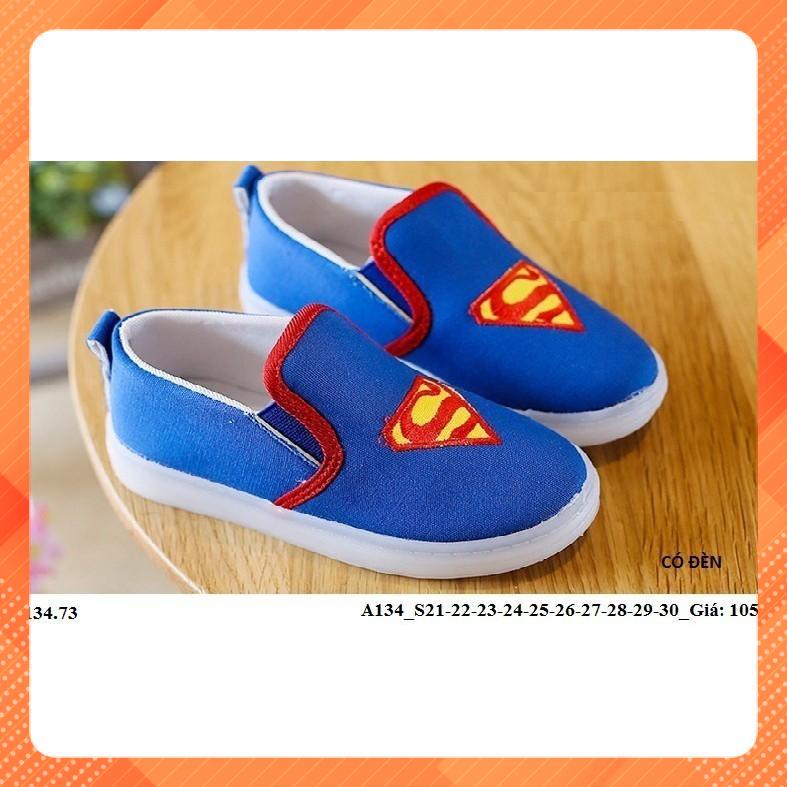G159 Giầy thể thao đèn /giầy vải bệt siêu nhân xanh bé trai