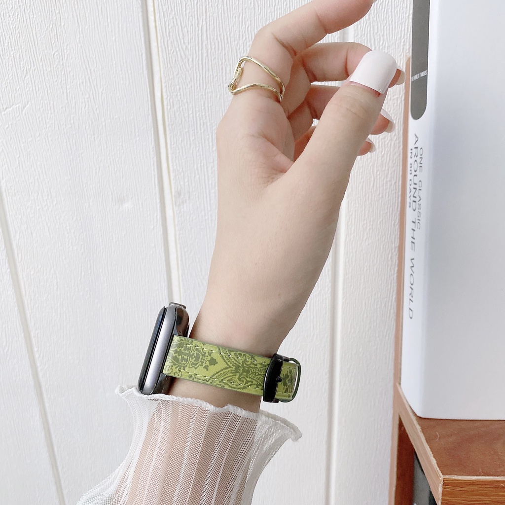Dây đeo bằng da sang trọng 38mm 40mm 42mm 44mm cho iwatch 41mm 45mm Series se 7 6 5 3 2 1