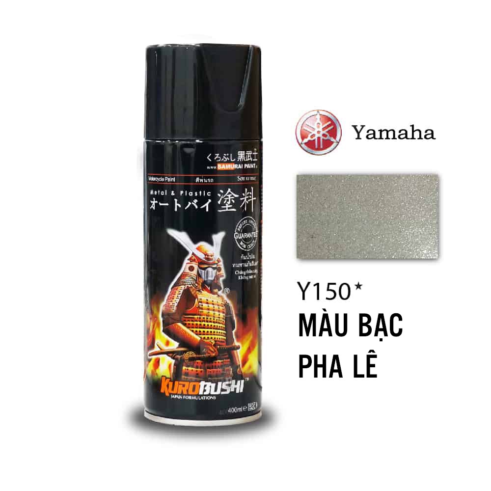 Sơn Samurai màu bạc pha lê Y150 chính hãng, sơn xịt dàn áo xe máy chịu nhiệt, chống nứt nẻ, kháng xăng