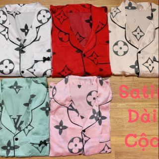 Đồ bộ mặc nhà satin tơ tằm tay ngắn quần dài