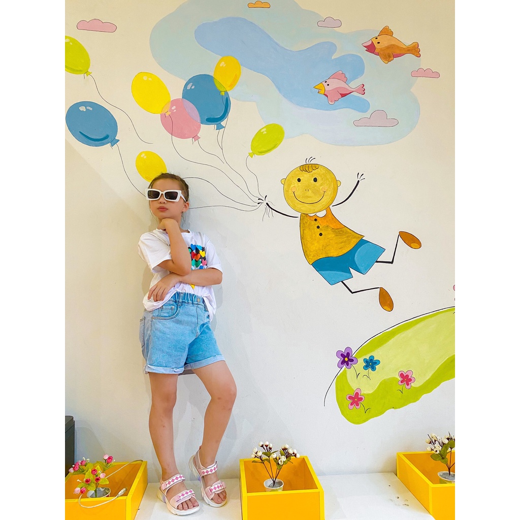 BABAYA Sandal Dép Quai Hậu Bé Gái 2 màu hồng và trắng tím L39158