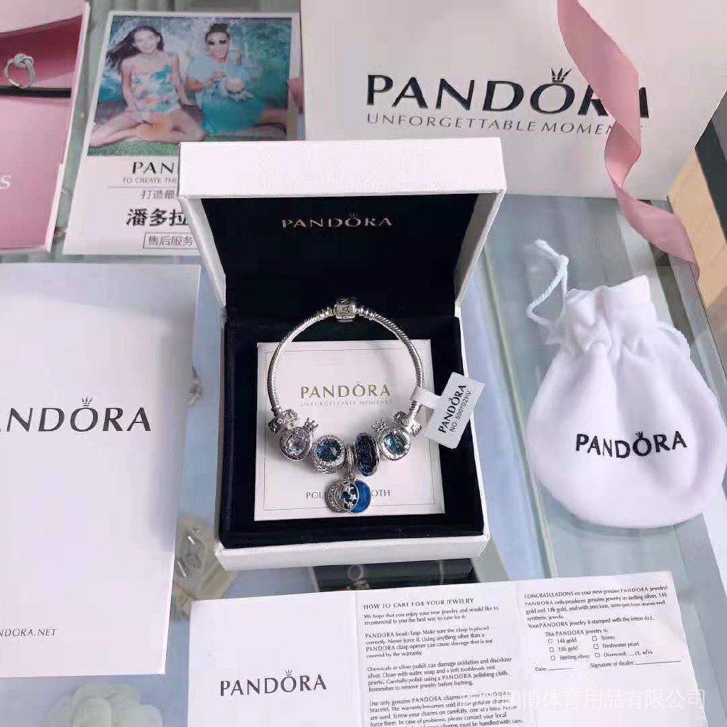 PANDORA Bộ Vòng Tay Đôi Mạ Bạc 925 Hình Vương Miện Thiết Kế Mới aas031 #66 as3412