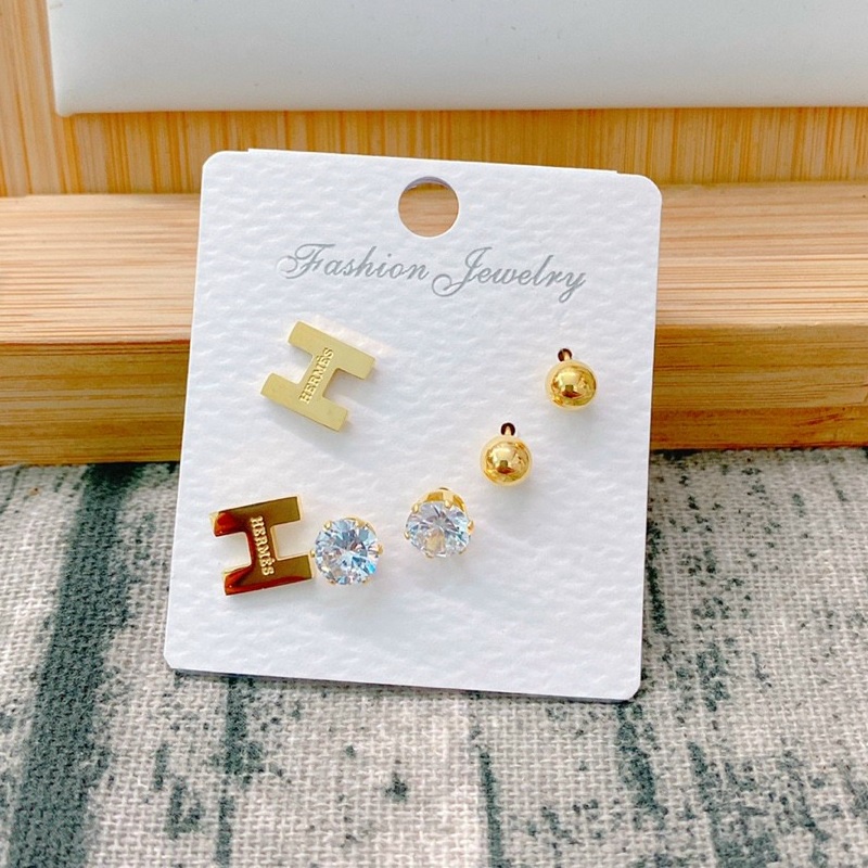 Bộ 3 Đôi Bông Tai Nữ Titan Không Rỉ TT 4091