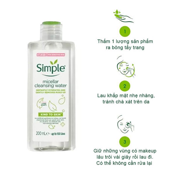 Nước tẩy trang Simple Micellar Cleansing Water 200ml