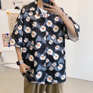  Áo sơ mi hoa cúc unisex form rộng cá tính