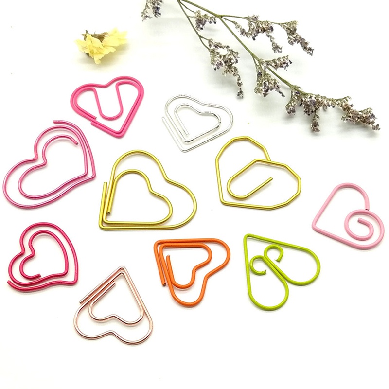 Set 100 kẹp giấy hình trái tim bằng kim loại tiện dụng