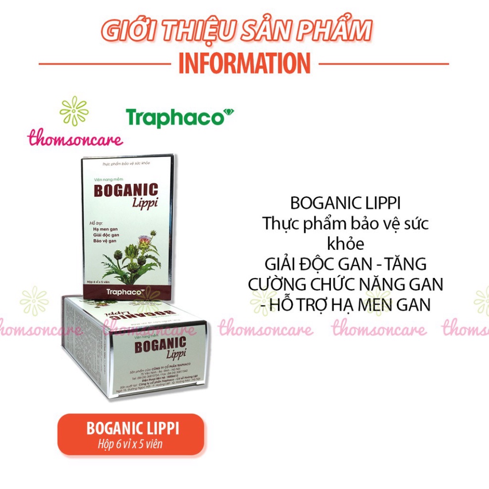 Boganic Lippi - giải độc gan, hạ mỡ máu - bảo vệ gan - Chính hãng Traphaco Chính hãng