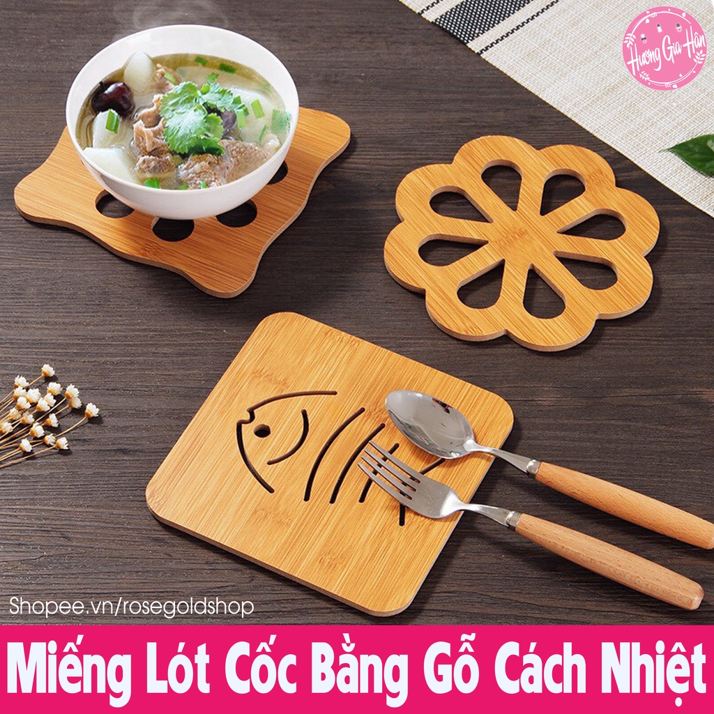 Miếng Lót Cốc Chén Bằng Gỗ Cách Nhiệt, Có Đế Cao Su Giúp Tránh Gây Trầy Xước Cho Bề Mặt Kê Phía Dưới Tấm Lót