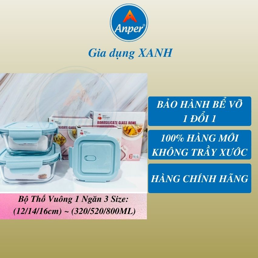 Hộp thuỷ tinh đựng cơm  Anper , thực phẩm chia ngăn chống tràn nắp hút chân không , Giống  Lock lock | BigBuy360 - bigbuy360.vn