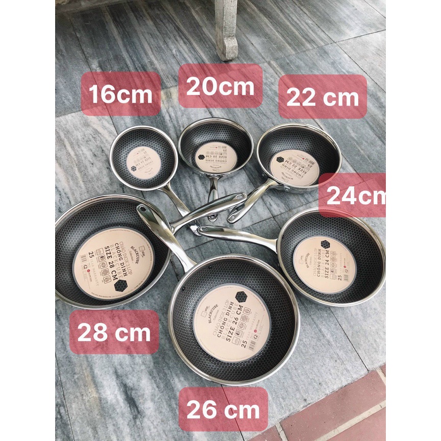 Chảo chống dính Black Cube Fivestar sâu lòng hàng chính hãng size 20-22-24-26-28 đùng được với mọi loại bếp