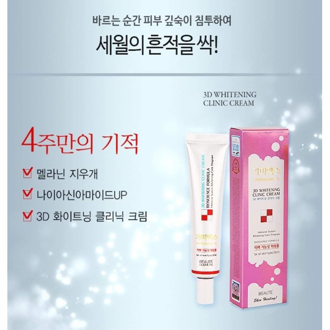 KEM LÀM MỜ NÁM Melasma-x 3D whitening clinic cream CHUẨN HÀN QUỐC CHECK MÃ QR