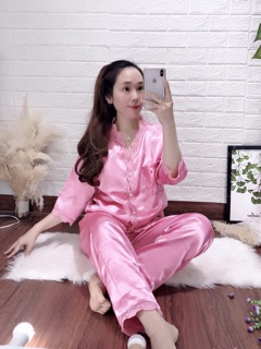 Bộ phi lụa viền ren tay lỡ phom dưới 58kg