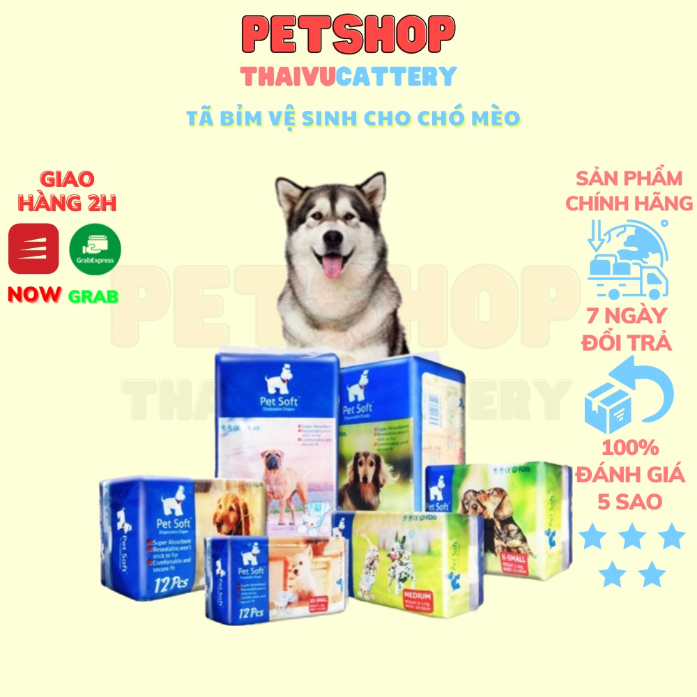 Bịch 12 miếng Tã bỉm vệ sinh cho chó mèo (giống chó đực và chó cái) an toàn cho các bé