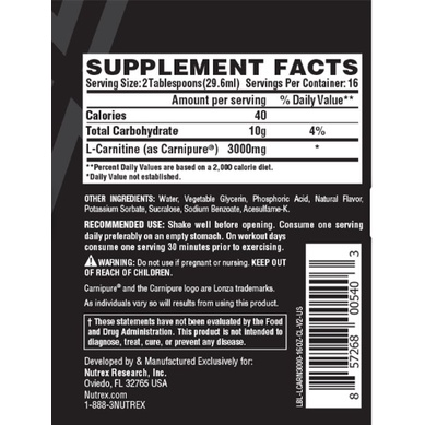CARNITINE | Nutrex Liquid Carnitine 3000   - Giảm Mỡ - Chính Hãng - Suppcare Store