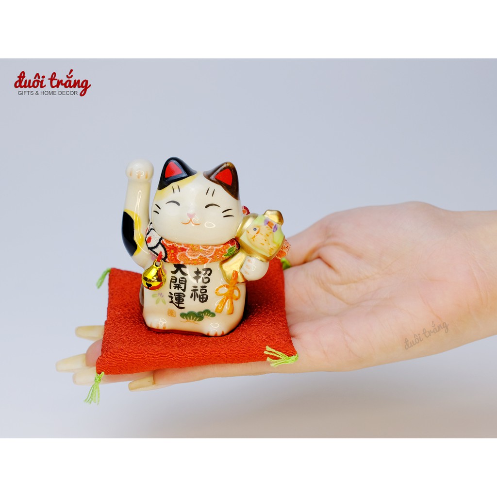 Mèo Thần tài "Đại Khai Vận Chiêu Phúc 7cm cầm búa cá KOI - 7459 - Hãng Yakushigama Nhật Bản