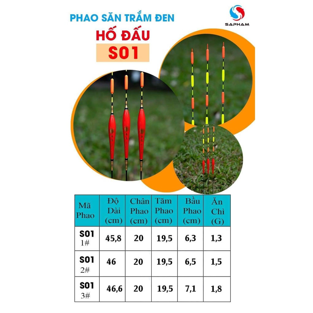 Phao Câu Đài Câu Đơn Kiểu HỐ ĐẤU - Chuyên Săn Trắm Đen Tăm To Dễ Nhìn Phao - Tải chì 1,3g - KhoaHuyen Fishing