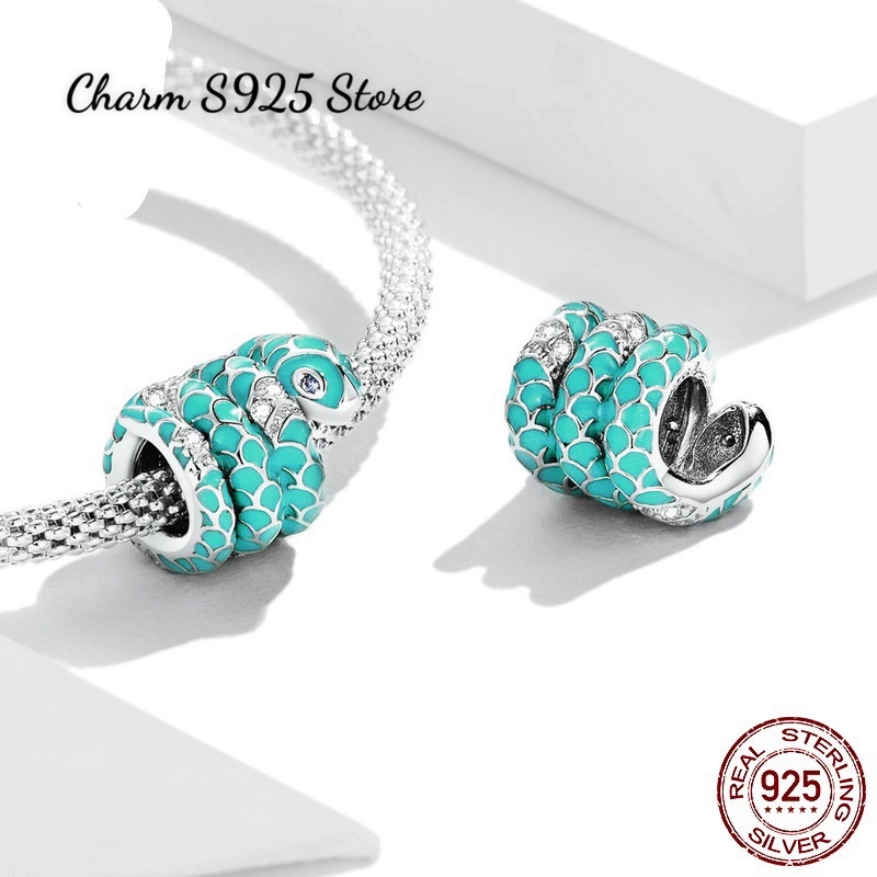 CHARM XỎ NGANG RẮN CON BẠC S925 CAO CẤP CHÍNH HÃNG