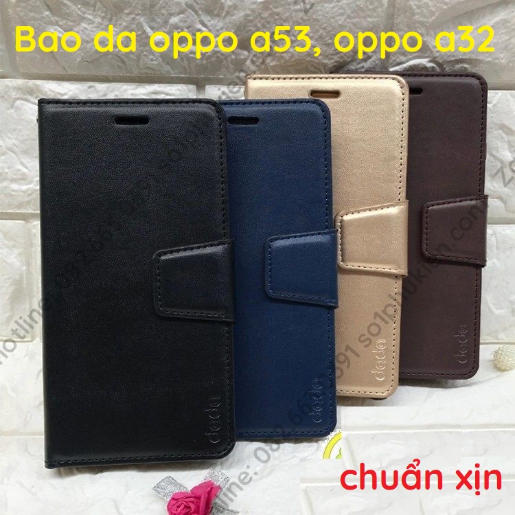 Bao Da nắp gập (ốp lưng có nắp) Oppo A53 (2020) có ngăn đựng thẻ, chất da đẹp