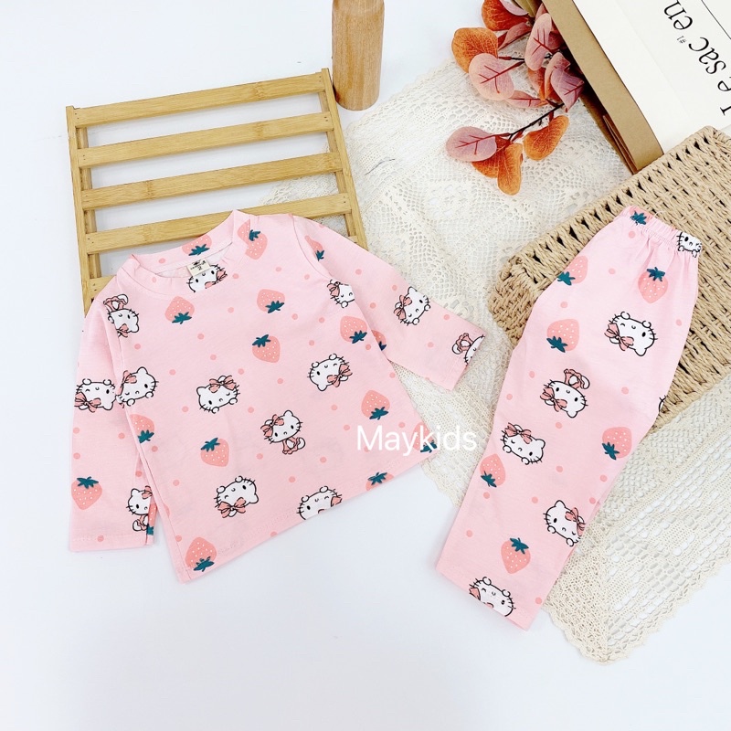 Bộ Cotton Hình Bé Gái/Bé Trai chất Cotton có giãn 4 chiều họa tiết cao cấp❤️Bộ dài tay cho bé 10-22kg