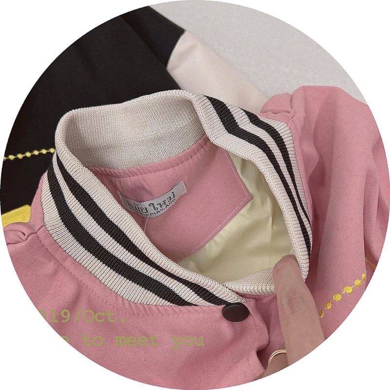 Áo khoác bomber bóng chày lửng croptop da lộn 2 lớp thêu dream unisex ulzzang nam nữ