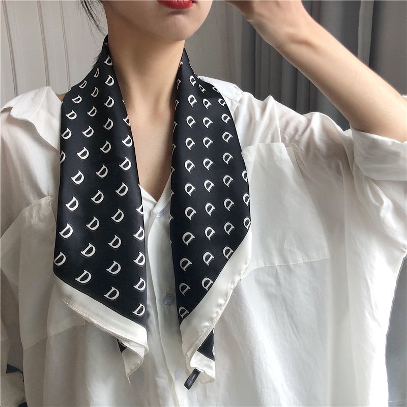 Khăn Quàng Cổ Hình Vuông Nhỏ Họa Tiết Houndstooth Phong Cách Retro Cho Nữ