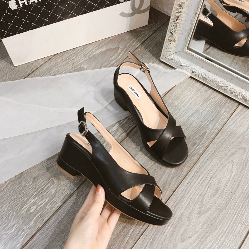 Sandal xuồng công sở quai chéo 6cm xinh xắn