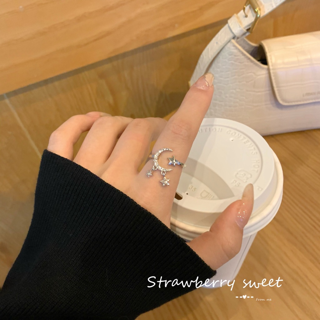 Nhẫn Hở Trang Trí Hình Mặt Trăng Ngôi Sao Thời Trang Cho Nữ