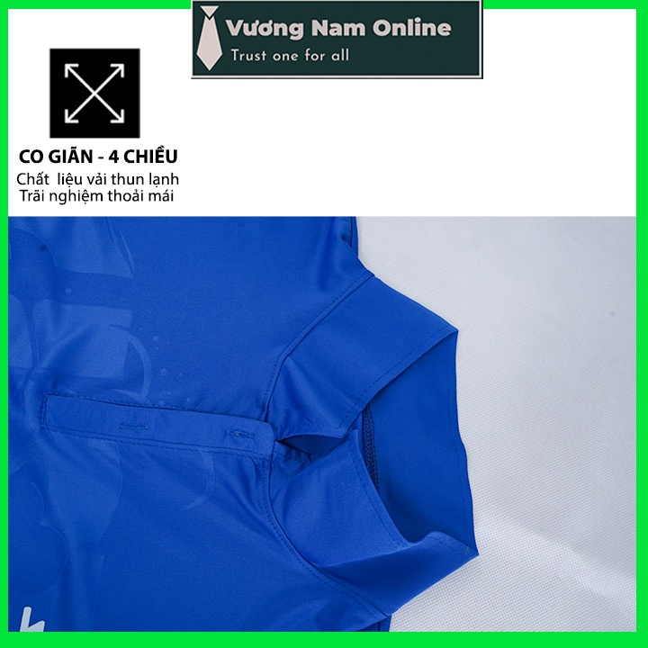 Áo thể thao nam cổ bẻ chất thun lạnh vân dập đẹp co giãn 4 chiều VN90A