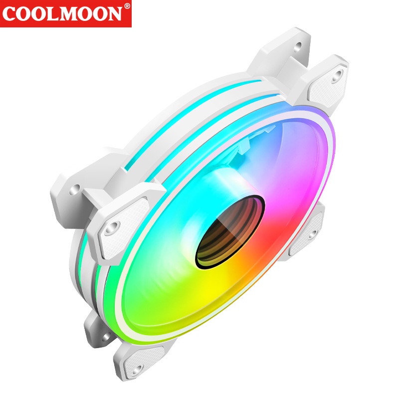 Quạt Tản Nhiệt, Fan Case Led RGB Coolmoon WF1 ARGB - Màu Trắng