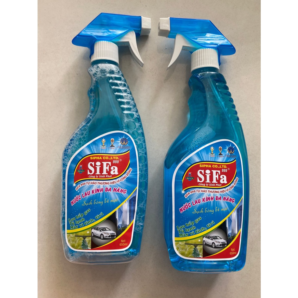 Nước lau kính đa năng Sifa 650ml, tẩy bóng siêu sạch bụi bẩn, các vết dầu mỡ bám trên bề mặt kính, tivi, tủ lạnh, bếp...