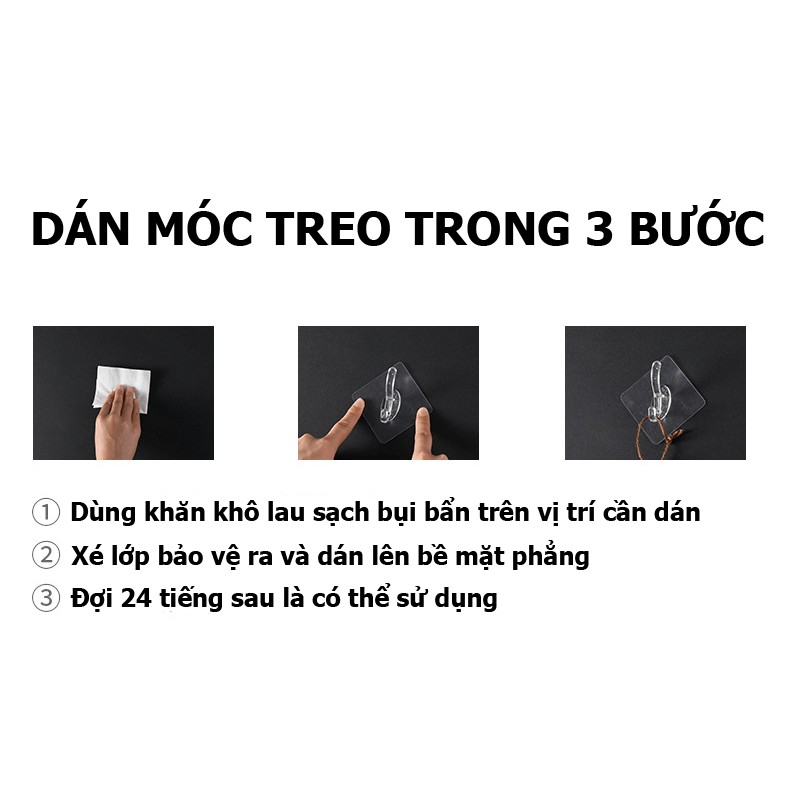 Móc treo quần áo dán tường trong suốt chịu lực chống thấm nước