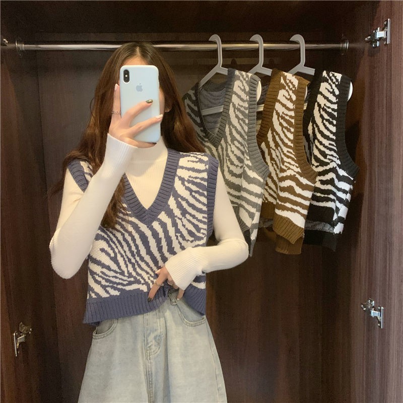 Fashion Feminine Zebra Pattern Sleeveless Shirt | BigBuy360 - bigbuy360.vn