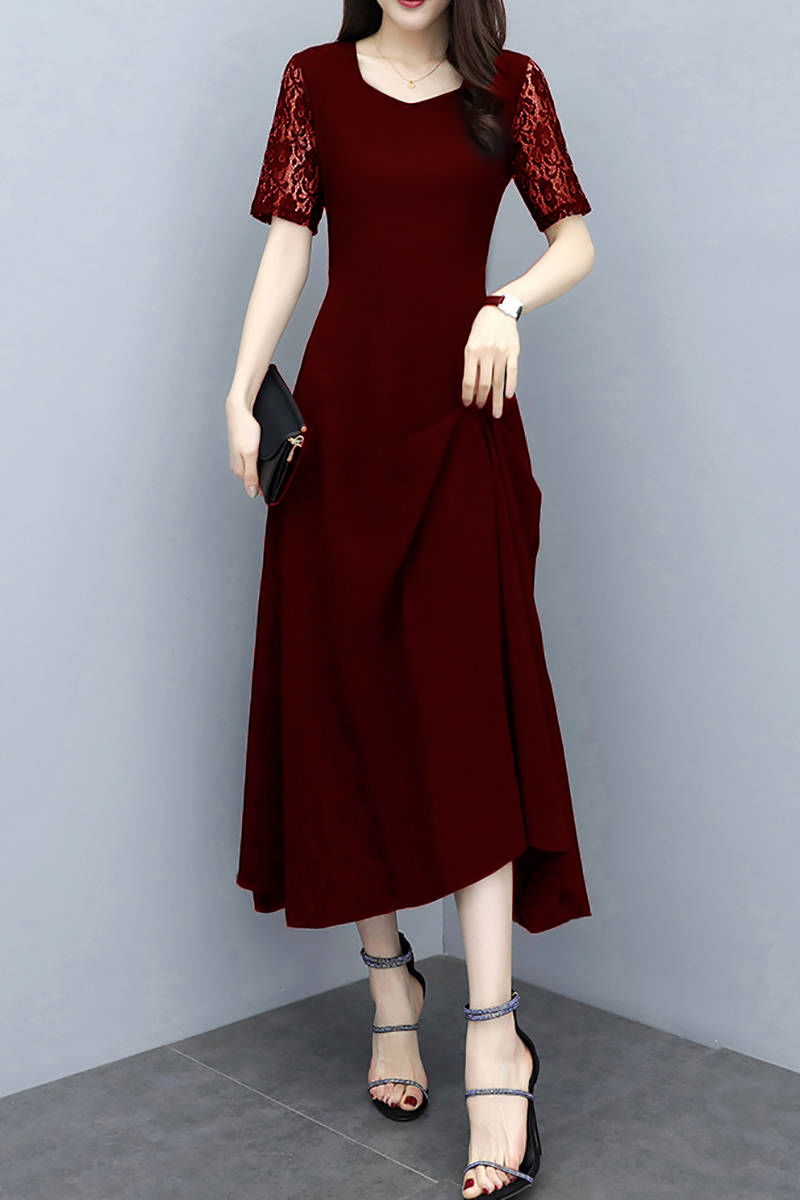 Large-size summer 2021 new lace dress loose cover belly reduce age and thin women's temperament fat mm mid-length skirt | BigBuy360 - bigbuy360.vn