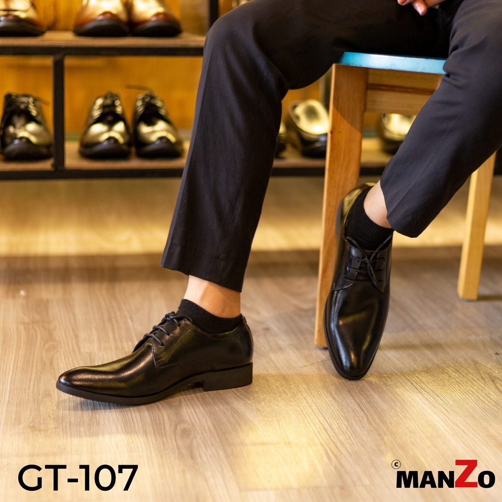 Giày da nam dây buộc - Giày tây nam công sở da bò thật - Bảo hành 12 tháng - GT 107 Manzo store