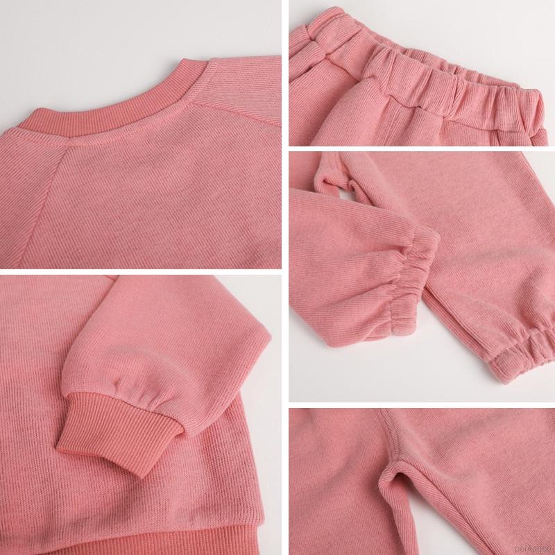 Set đồ thể thao 2 món gồm áo tay dài dáng rộng in hình gấu dễ thương + quần dài cho bé 1-6 tuổi