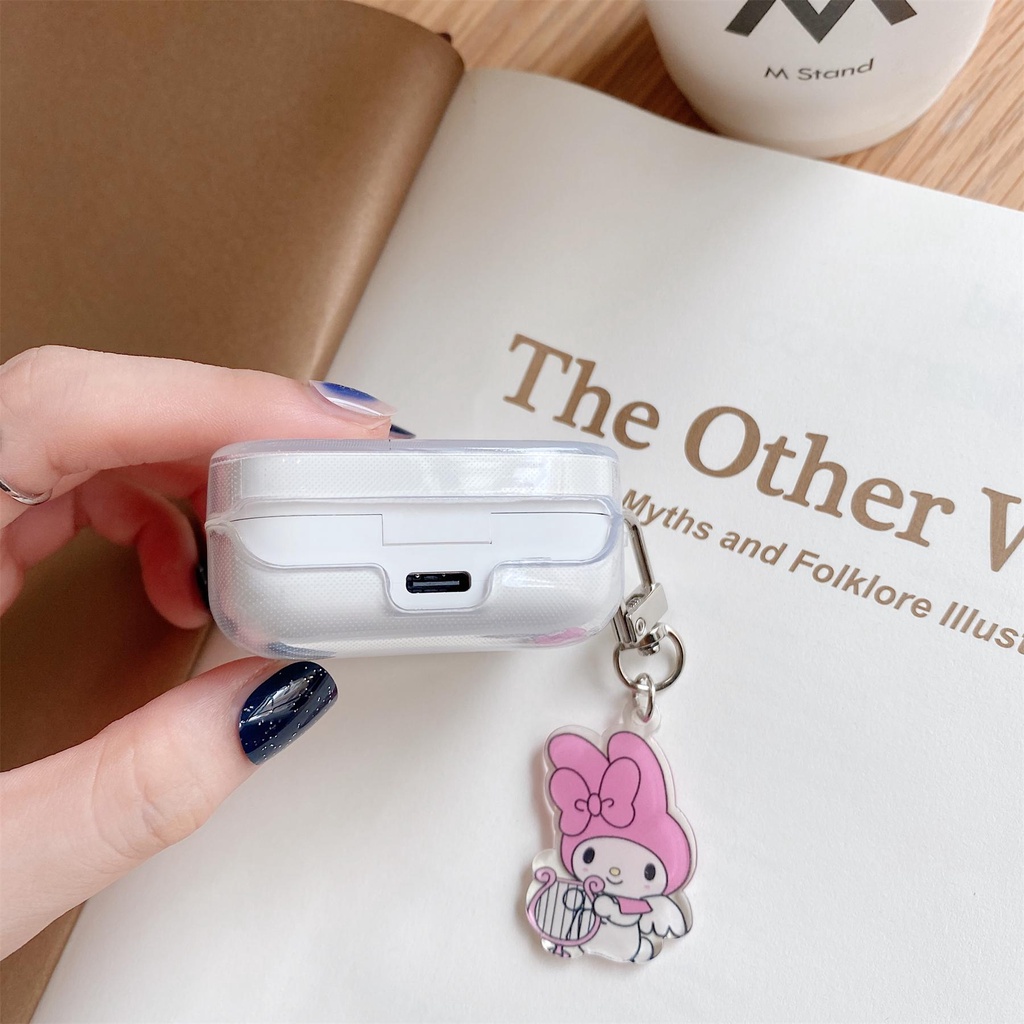 For Mi True Wireless Earphones 2 Basic/ Xiaomi Air 2SE Case TPU Transparent Cartoon Shockproof Protective Cover with Pendant