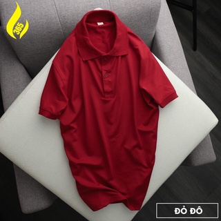 ÁO POLO nam - nữ MÀU ĐỎ ĐÔ vải Cá Sấu poly thái cổ dệt bo cao cấp