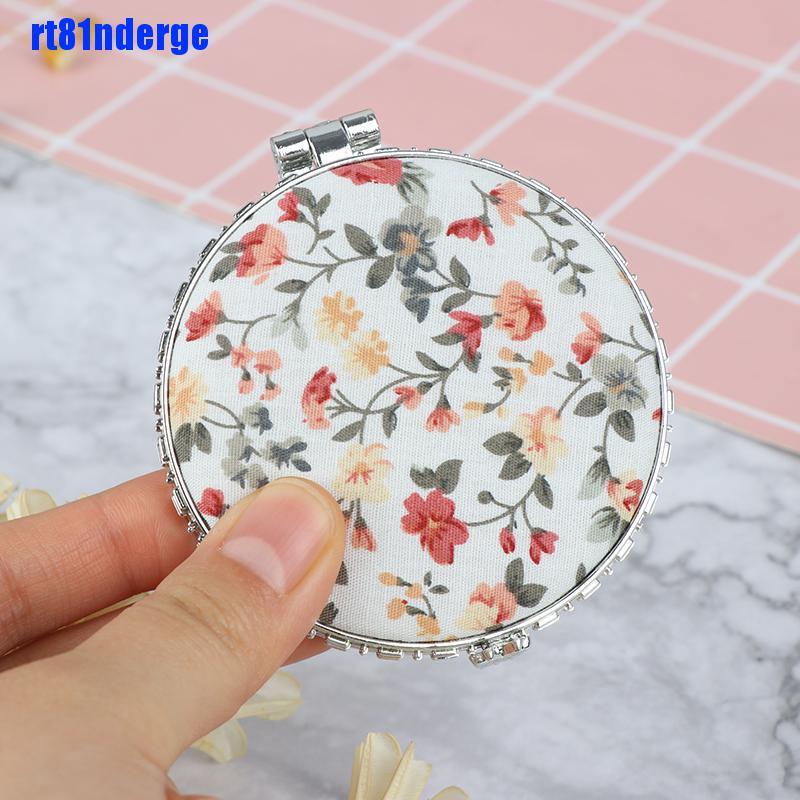 [Hàng mới về] Gương trang điểm dạng gập hai mặt mini bỏ túi thiết kế vỏ in họa tiết hoa phong cách vintage