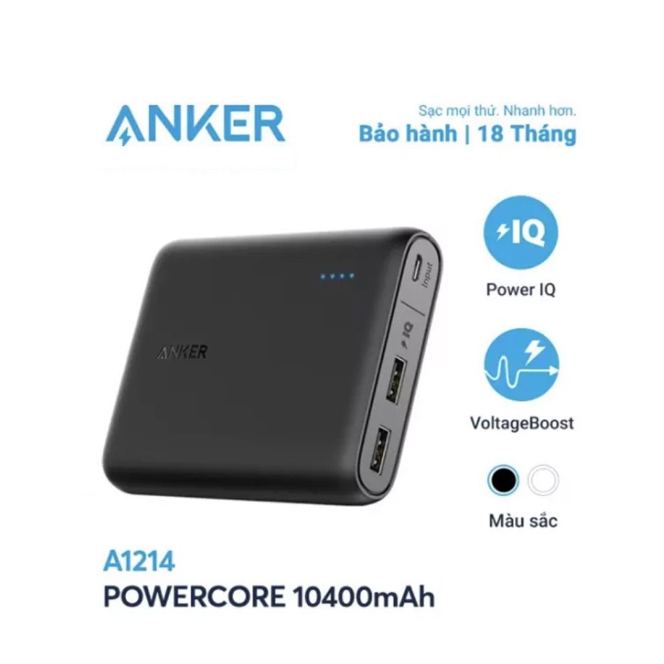 Pin Sạc Dự Phòng ANKER A1214 10400mAh A1215 13000mAh PowerCore 2 USB Sạc nhanh [Bảo hành 18 tháng]