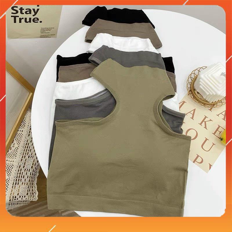 Áo bra cao cổ cotton thô cao cấp co giãn thoải mái, mềm mại thấm hút mồ hôi kiểu dáng sang chảnh hottrend