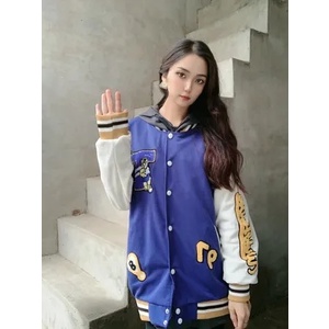 Áo khoác bóng chày nữ thêu hoa