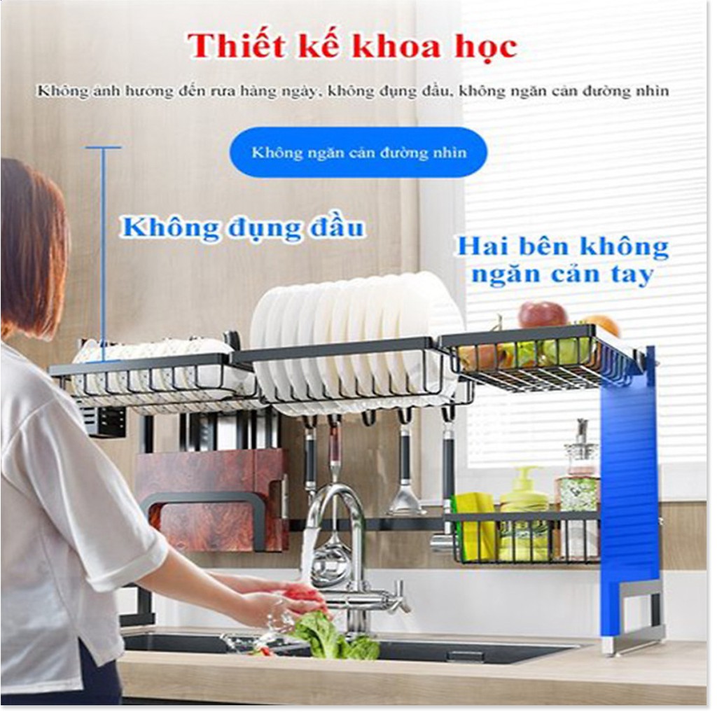 kệ úp bát KN 11, kệ úp chén đa năng, kệ để trên bồn rửa, phiên bản dài 85cm Chất liệu sắt