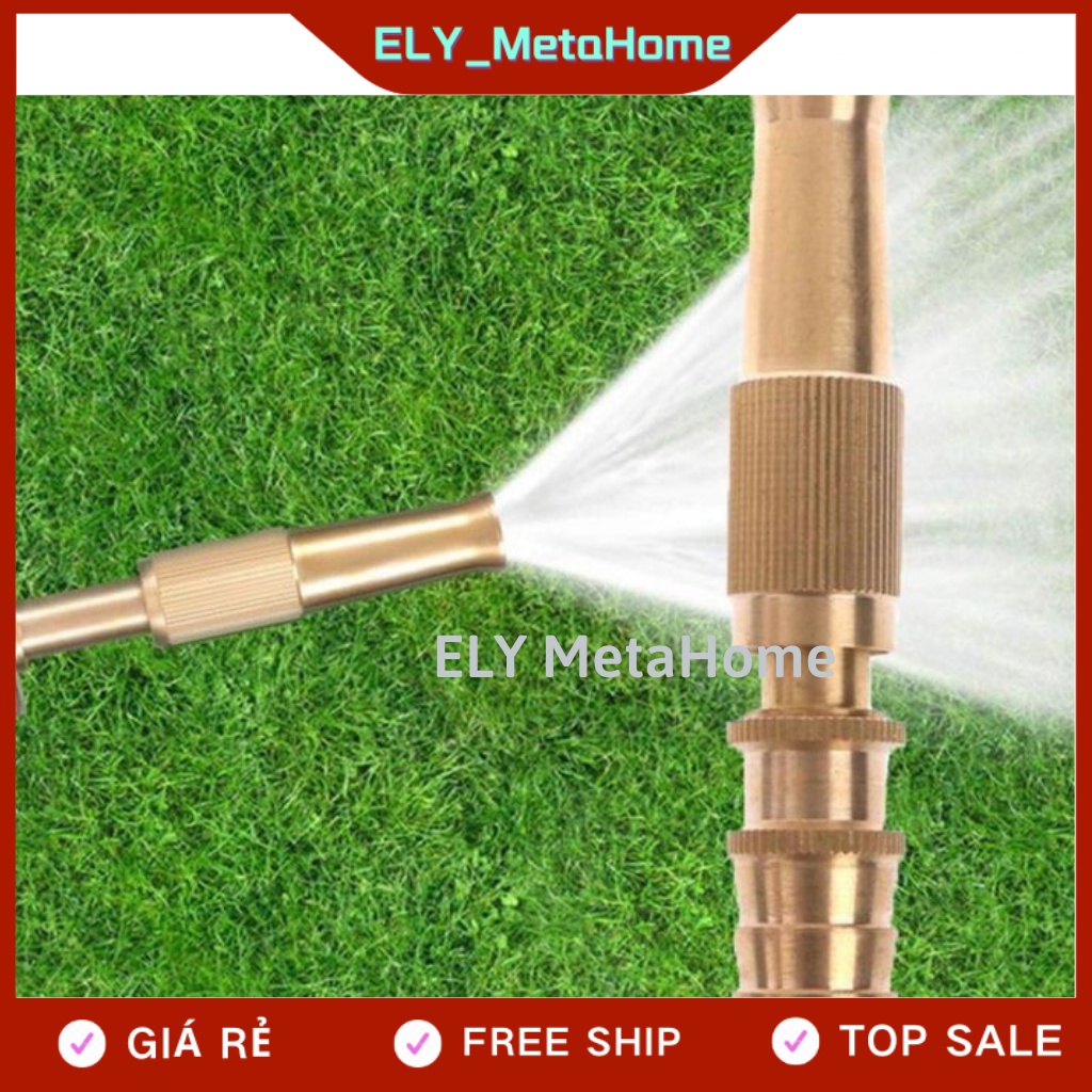 Đầu vòi xịt tăng áp lực nước mini Vòi xịt nước tăng áp đa năng bằng đồng tưới cây rửa xe cực mạnh kèm đai siết ống_ELY